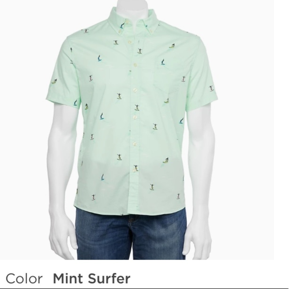 ❗️SOLD ❗️Men’s Sonoma Mint Surfer Casual Short Sleeve Button Down Shirt - Picture 2 of 8